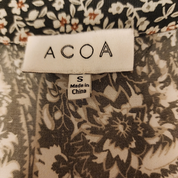 Acoa Floral Woven Sheer Chiffon Blouse Loose Size S - Picture 11 of 14